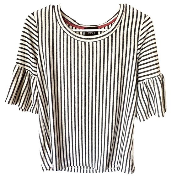 W5 Striped Top Navy Blue White S - Picture 2 of 7